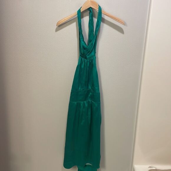 BETSEY Johnson womans silky green halter dress - Picture 6 of 9